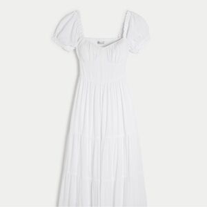 Hollister | White Open Back Short Sleeve Maxi Dress